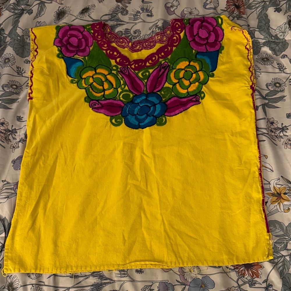 Vibrant Yellow Floral Embroidered Top